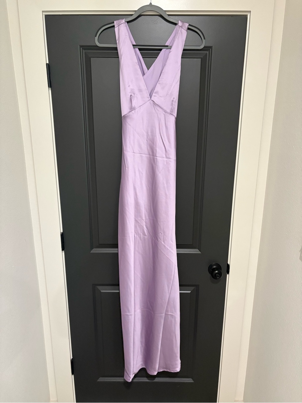 Peppermayo Lavender Satin V‑Neck Maxi Dress - Picture 3 of 7